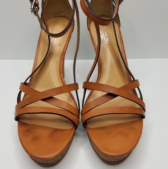 Leather Coach Wedge Sandals - Picture 1 of 6